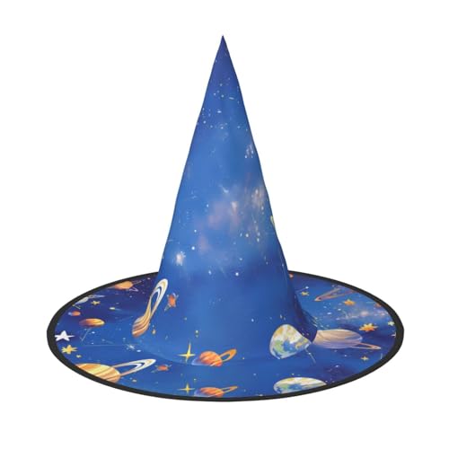 RTCVXZDSA Bunter Planeten-Halloween-Hut – Volldruck-Design, bequemes Oxford-Tuch, faltbar und leicht für Partys und Rollenspiele von RTCVXZDSA