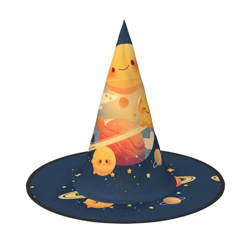 RTCVXZDSA Cartoon Planet Halloween Hut - Volldruck-Design, bequemes Oxford-Tuch, faltbar und leicht für Partys und Rollenspiele von RTCVXZDSA