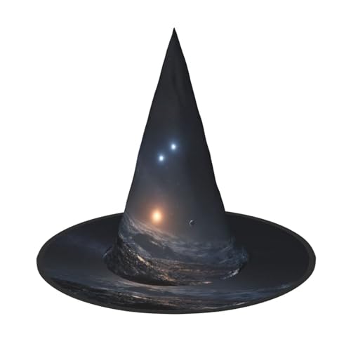 RTCVXZDSA Cosmic Starry Sky Halloween Hut - Volldruck-Design, bequemes Oxford-Tuch, faltbar und leicht für Partys und Rollenspiele von RTCVXZDSA