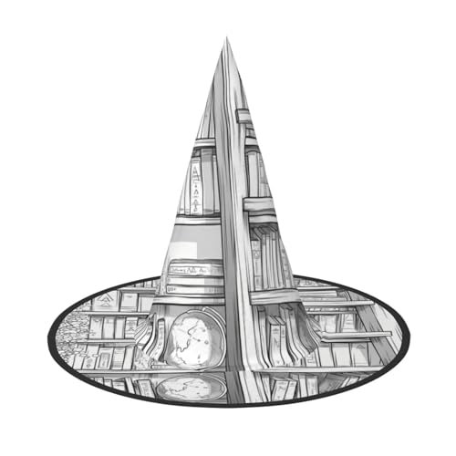 RTCVXZDSA Ein Bücherregal gefüllt mit Büchern Halloween Hut - Volldruck-Design, bequemes Oxford-Tuch, faltbar und leicht für Partys und Rollenspiele von RTCVXZDSA