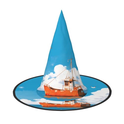 RTCVXZDSA Ein Schiff auf der Meeresoberfläche Halloween Hut - Volldruck-Design, bequemes Oxford-Tuch, faltbar und leicht für Partys und Rollenspiele von RTCVXZDSA