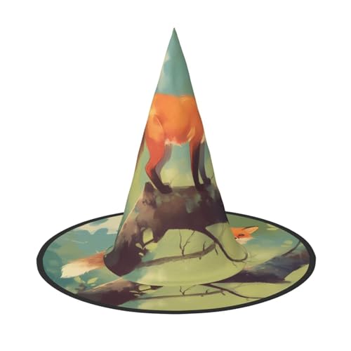 RTCVXZDSA Fox Halloween Hut - Volldruck-Design, bequemes Oxford-Tuch, faltbar und leicht für Partys und Rollenspiele von RTCVXZDSA