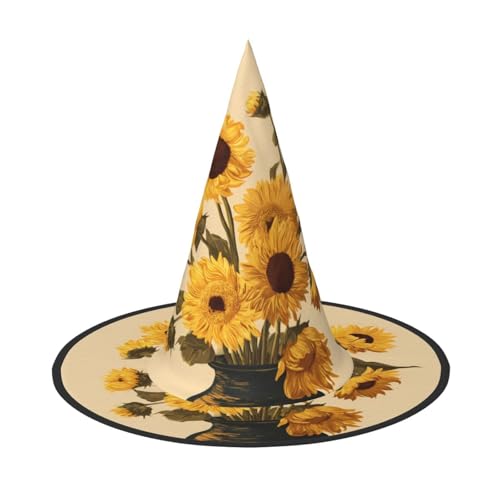 RTCVXZDSA Gelbe Blumen Halloween Hut - Volldruck-Design, bequemes Oxford-Tuch, faltbar und leicht für Partys und Rollenspiele von RTCVXZDSA