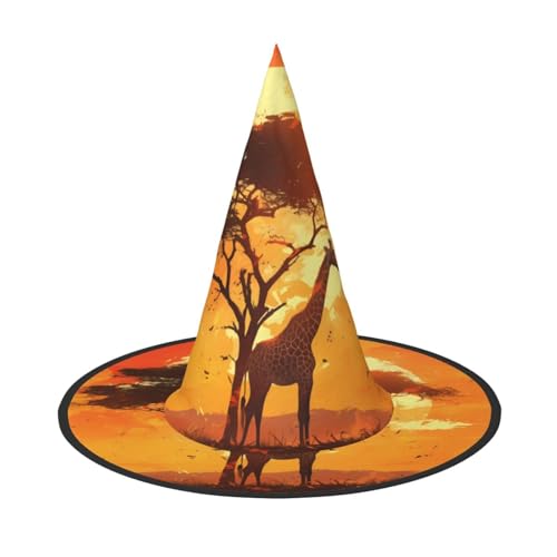RTCVXZDSA Giraffen auf der afrikanischen Savanne Halloween Hut - Volldruck-Design, bequemes Oxford-Tuch, faltbar und leicht für Partys und Rollenspiele von RTCVXZDSA