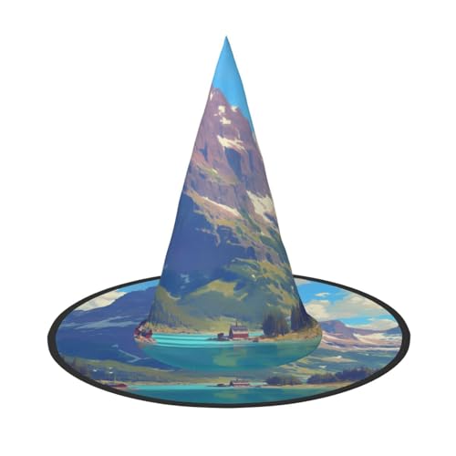 RTCVXZDSA Landschaftsbilder Halloween Hut - Volldruck-Design, bequemes Oxford-Tuch, faltbar und leicht für Partys und Rollenspiele von RTCVXZDSA