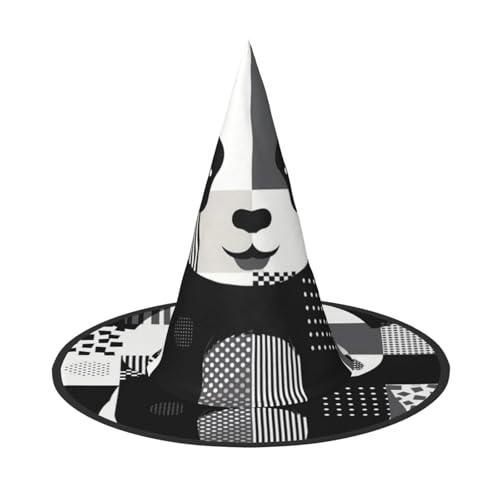 RTCVXZDSA Niedlicher Panda-Halloween-Hut - Volldruck-Design, bequemes Oxford-Tuch, faltbar und leicht für Partys und Rollenspiele von RTCVXZDSA