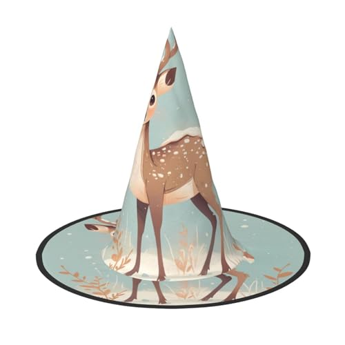 RTCVXZDSA Niedlicher kleiner Hirsch Halloween Hut - Volldruck-Design, bequemes Oxford-Tuch, faltbar und leicht für Partys und Rollenspiele von RTCVXZDSA