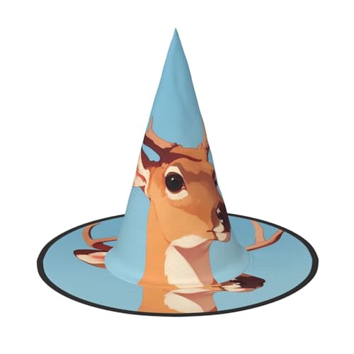 RTCVXZDSA Niedlicher kleiner Hirsch Halloween Hut - Volldruck-Design, bequemes Oxford-Tuch, faltbar und leicht für Partys und Rollenspiele von RTCVXZDSA