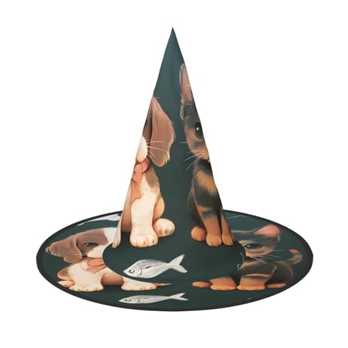 RTCVXZDSA Niedlicher kleiner Hund Halloween Hut - Volldruck-Design, bequemes Oxford-Tuch, faltbar und leicht für Partys und Rollenspiele von RTCVXZDSA