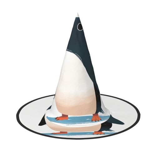 RTCVXZDSA Pinguin-Halloween-Hut - Volldruck-Design, bequemes Oxford-Tuch, faltbar und leicht für Partys und Rollenspiele von RTCVXZDSA