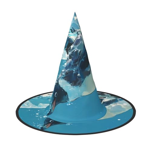 RTCVXZDSA Pinguine und Eis Halloween Hut - Volldruck-Design, bequemes Oxford-Tuch, faltbar und leicht für Partys und Rollenspiele von RTCVXZDSA