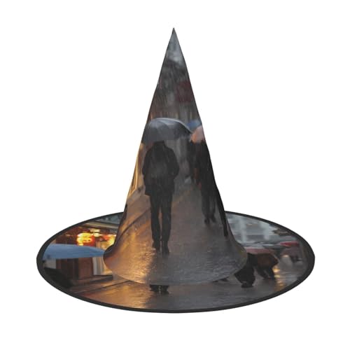 RTCVXZDSA Regnerische Straßenszenen Halloween Hut - Volldruck-Design, bequemes Oxford-Tuch, faltbar und leicht für Partys und Rollenspiele von RTCVXZDSA
