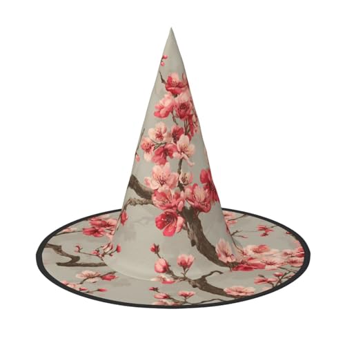 RTCVXZDSA Rote Blumen Halloween Hut - Volldruck-Design, bequemes Oxford-Tuch, faltbar und leicht für Partys und Rollenspiele von RTCVXZDSA