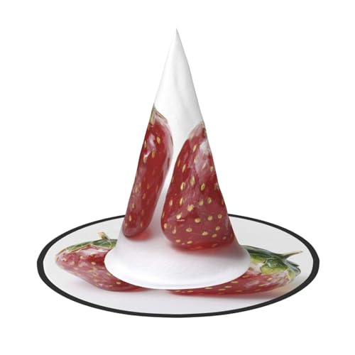 RTCVXZDSA Rote Erdbeeren Halloween Hut - Volldruck-Design, bequemes Oxford-Tuch, faltbar und leicht für Partys und Rollenspiele von RTCVXZDSA