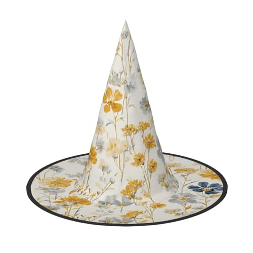 RTCVXZDSA Schöne Blumen Halloween Hut - Volldruck-Design, bequemes Oxford-Tuch, faltbar und leicht für Partys und Rollenspiele von RTCVXZDSA