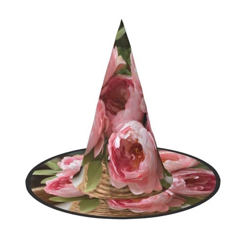 RTCVXZDSA Schöne Rosen Halloween Hut - Volldruck-Design, bequemes Oxford-Tuch, faltbar und leicht für Partys und Rollenspiele von RTCVXZDSA