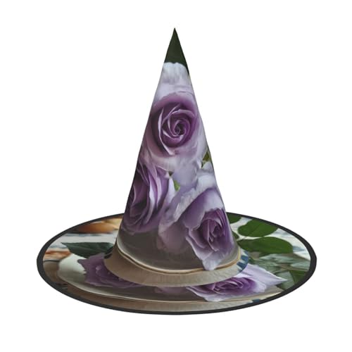 RTCVXZDSA Schöne Rosen Halloween Hut - Volldruck-Design, bequemes Oxford-Tuch, faltbar und leicht für Partys und Rollenspiele von RTCVXZDSA