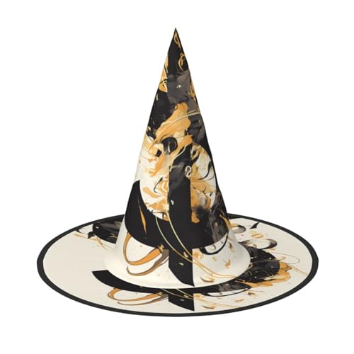 RTCVXZDSA Schwarz-goldener verflochtener Halloween-Hut - Volldruck-Design, bequemes Oxford-Tuch, faltbar und leicht für Partys und Rollenspiele von RTCVXZDSA