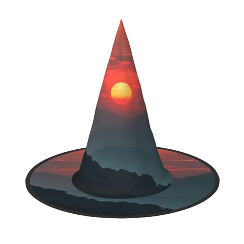 RTCVXZDSA Sonnenaufgang Halloween Hut - Volldruck-Design, bequemes Oxford-Tuch, faltbar und leicht für Partys und Rollenspiele von RTCVXZDSA