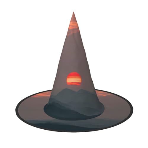 RTCVXZDSA Sonnenaufgang Halloween Hut - Volldruck-Design, bequemes Oxford-Tuch, faltbar und leicht für Partys und Rollenspiele von RTCVXZDSA