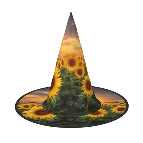 RTCVXZDSA Sonnenblumen-Halloween-Hut - Volldruck-Design, bequemes Oxford-Tuch, faltbar und leicht für Partys und Rollenspiele von RTCVXZDSA