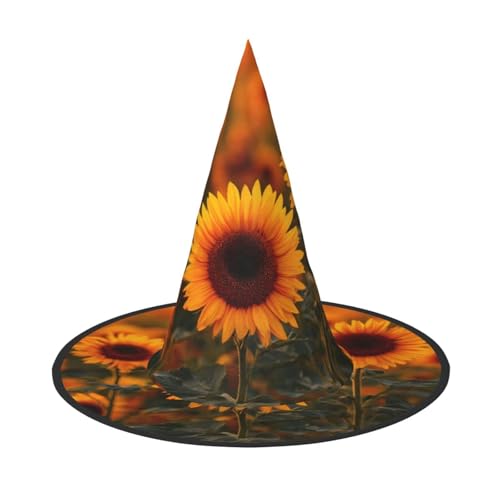 RTCVXZDSA Sonnenblumen-Halloween-Hut - Volldruck-Design, bequemes Oxford-Tuch, faltbar und leicht für Partys und Rollenspiele von RTCVXZDSA