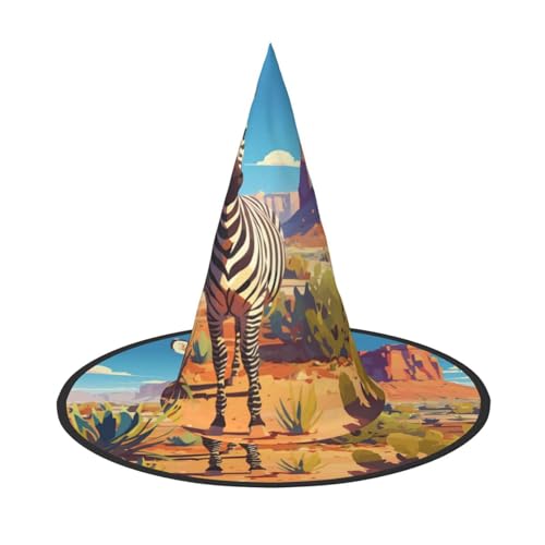 RTCVXZDSA Stehender Zebra Halloween Hut - Volldruck-Design, bequemes Oxford-Tuch, faltbar und leicht für Partys und Rollenspiele von RTCVXZDSA