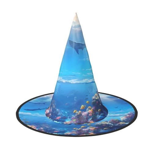 RTCVXZDSA The Underwater World Halloween Hut - Volldruck-Design, bequemes Oxford-Tuch, faltbar und leicht für Partys und Rollenspiele von RTCVXZDSA