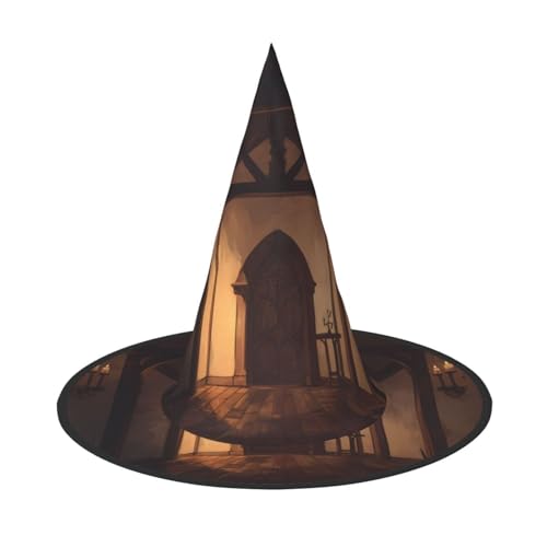 RTCVXZDSA The Windows Of The Villa Halloween Hat - Full Print Design, Comfortable Oxford Cloth, Foldable And Lightweight For Parties And Role Play von RTCVXZDSA