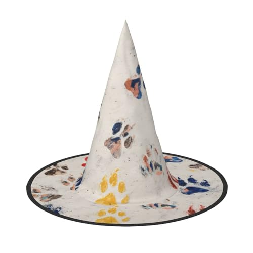 RTCVXZDSA Tierpfotenabdrücke Halloween Hut - Volldruck-Design, bequemes Oxford-Tuch, faltbar und leicht für Partys und Rollenspiele von RTCVXZDSA