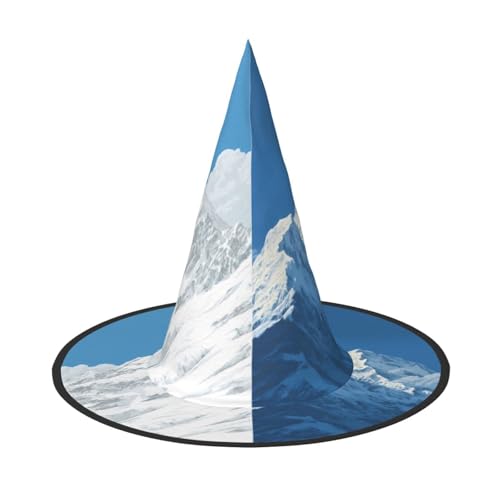 RTCVXZDSA Weiße Schneebedeckte Berge Halloween Hut - Volldruck-Design, bequemes Oxford-Tuch, faltbar und leicht für Partys und Rollenspiele von RTCVXZDSA