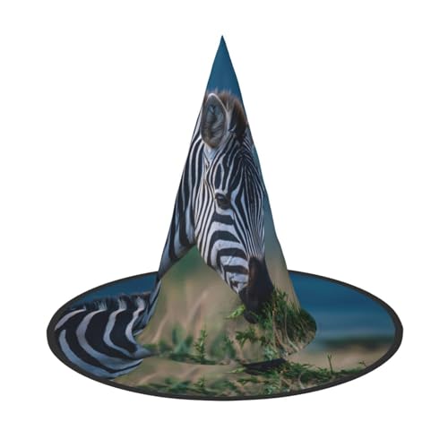 RTCVXZDSA Zebra Halloween Hut - Volldruck-Design, bequemes Oxford-Tuch, faltbar und leicht für Partys und Rollenspiele von RTCVXZDSA