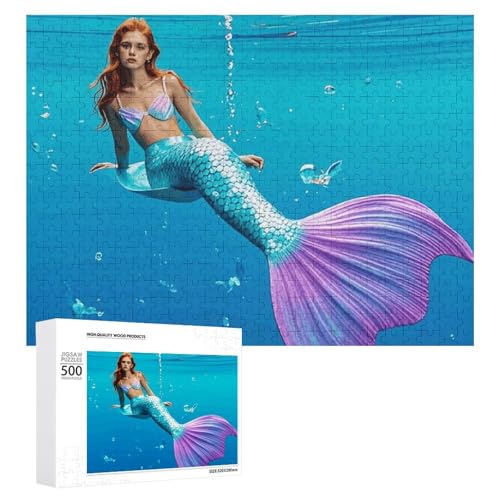 Puzzle, 500 Stück, herausfordernd, niedlich, Meerjungfrauenschwanz, lustiges Puzzle, Holzpuzzle für Erwachsene und Familien Puzzle, 500 Stück, herausfordernd, niedlich, Meerjungfrauenschwanz, lustiges Puzzle, Holzpuzzle für Erwachsene und Familien von RTFGHJS