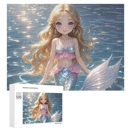 Puzzle, 500 Stück, herausforderndes Meerjungfrauen-Spaß-Puzzle, Holzpuzzle für Erwachsene und Familien Puzzle, 500 Stück, herausforderndes Meerjungfrauen-Spaß-Puzzle, Holzpuzzle für Erwachsene und Familien von RTFGHJS
