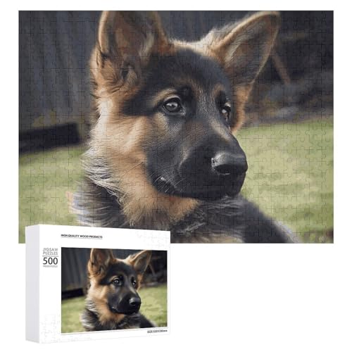 Puzzle, 500 Teile, herausfordernd, Deutscher Schäferhund, Welpe, lustiges Puzzle, Holzpuzzle für Erwachsene und Familien Puzzle, 500 Teile, herausfordernd, Deutscher Schäferhund, Welpe, lustiges Puzzle, Holzpuzzle für Erwachsene und Familien von RTFGHJS