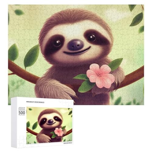 Puzzle, 500 Teile, herausfordernd, niedliches Faultier, lustiges Puzzle, Holzpuzzle für Erwachsene und Familien Puzzle, 500 Teile, herausfordernd, niedliches Faultier, lustiges Puzzle, Holzpuzzle für Erwachsene und Familien von RTFGHJS