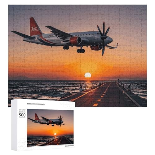 Puzzle, 500 Teile, herausfordernd, romantisch, Sonnenuntergang, Flugzeug, lustiges Puzzle, Holzpuzzle für Erwachsene und Familien Puzzle, 500 Teile, herausfordernd, romantisch, Sonnenuntergang, Flugzeug, lustiges Puzzle, Holzpuzzle für Erwachsene und Familien von RTFGHJS