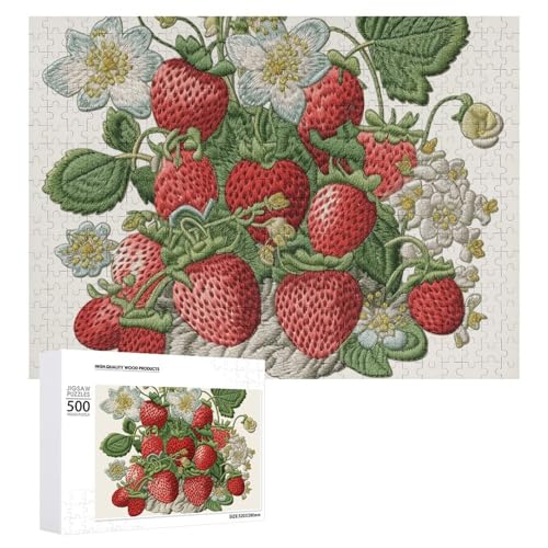 Puzzle, 500 Teile, herausfordernde Erdbeer-Stickerei, lustiges Puzzle, Holzpuzzle für Erwachsene und Familien Puzzle, 500 Teile, herausfordernde Erdbeer-Stickerei, lustiges Puzzle, Holzpuzzle für Erwachsene und Familien von RTFGHJS