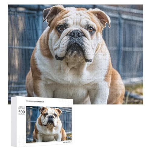 Puzzle, 500 Teile, herausfordernde englische Bulldoggen, lustiges Puzzle, Holzpuzzle für Erwachsene und Familien Puzzle, 500 Teile, herausfordernde englische Bulldoggen, lustiges Puzzle, Holzpuzzle für Erwachsene und Familien von RTFGHJS