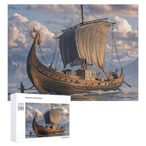 Puzzle, 500 Teile, herausforderndes altes Boot, lustiges Puzzle, Holzpuzzle für Erwachsene und Familien Puzzle, 500 Teile, herausforderndes altes Boot, lustiges Puzzle, Holzpuzzle für Erwachsene und Familien von RTFGHJS