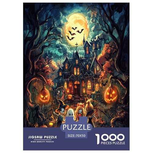 Halloween Dorf Puzzles 1000-teilige Schwer Puzzle Spielzeug Lernspiel Impossible Herausforderungsspielzeug Für Erwachsene Kinder 70x50cm/1000pcs von RTSMSDMPS