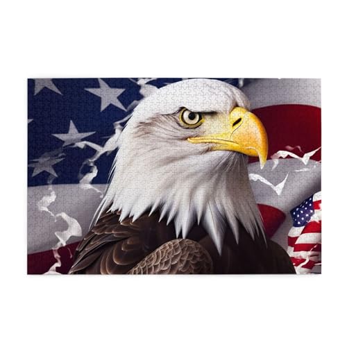 1000-teiliges Puzzle für Erwachsene, herausfordernde Puzzles für Spielabende, Amerika, US-Flagge, Weißkopfseeadler, Holzpuzzle, personalisierte Holzpuzzles für Familie, Bildpuzzle, fertige Größe 74,9 1000-teiliges Puzzle für Erwachsene, herausfordernde Puzzles für Spielabende, Amerika, US-Flagge, Weißkopfseeadler, Holzpuzzle, personalisierte Holzpuzzles für Familie, Bildpuzzle, fertige Größe 74,9 von RTSTNMBD