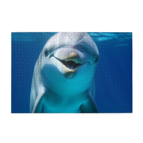 1000-teiliges Puzzle für Erwachsene, herausfordernde Puzzles für Spielabende, Delfin mit Lächeln, Holzpuzzle, personalisierte Holzpuzzles für Familie, Bildpuzzle, fertige Größe 74,9 x 50 cm 1000-teiliges Puzzle für Erwachsene, herausfordernde Puzzles für Spielabende, Delfin mit Lächeln, Holzpuzzle, personalisierte Holzpuzzles für Familie, Bildpuzzle, fertige Größe 74,9 x 50 cm von RTSTNMBD
