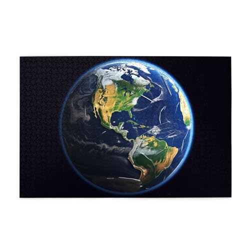 1000-teiliges Puzzle für Erwachsene, herausfordernde Puzzles für Spielabende, Erde, Holzpuzzle, personalisierte Holzpuzzles für Familie, Bildpuzzle, fertige Größe 74,9 x 50 cm von RTSTNMBD