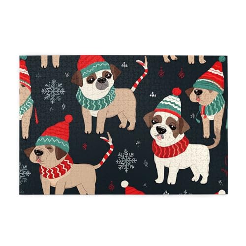 1000-teiliges Puzzle für Erwachsene, herausfordernde Puzzles für Spielabende, Frohe Weihnachten, Hund, Holzpuzzle, personalisierbar, individuelle Holzpuzzles für Familie, Bildpuzzle, fertige Größe 1000-teiliges Puzzle für Erwachsene, herausfordernde Puzzles für Spielabende, Frohe Weihnachten, Hund, Holzpuzzle, personalisierbar, individuelle Holzpuzzles für Familie, Bildpuzzle, fertige Größe von RTSTNMBD
