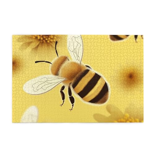 1000-teiliges Puzzle für Erwachsene, herausfordernde Puzzles für Spielabende, Honigbiene, 2, Holzpuzzle, personalisierbar, individuelle Holzpuzzles für Familie, Bildpuzzle, fertige Größe 74,9 x 50 cm von RTSTNMBD