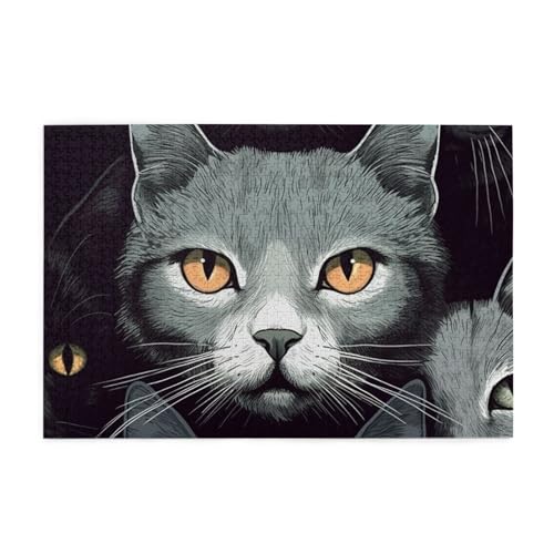 1000-teiliges Puzzle für Erwachsene, herausfordernde Puzzles für Spielabende, Katzen, Holzpuzzle, personalisierte Holzpuzzles für Familie, Bildpuzzle, fertige Größe 74,9 x 50 cm 1000-teiliges Puzzle für Erwachsene, herausfordernde Puzzles für Spielabende, Katzen, Holzpuzzle, personalisierte Holzpuzzles für Familie, Bildpuzzle, fertige Größe 74,9 x 50 cm von RTSTNMBD