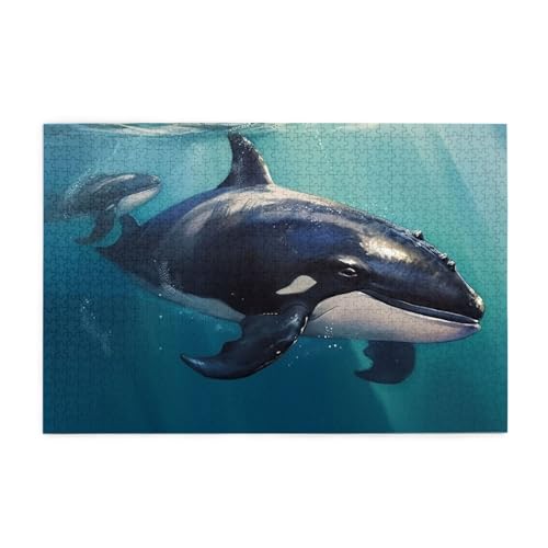 1000-teiliges Puzzle für Erwachsene, herausfordernde Puzzles für Spielabende, Meerwal-Holzpuzzle, personalisierbar, individuelle Holzpuzzles für Familie, Bildpuzzle, fertige Größe 74,9 x 50 cm von RTSTNMBD
