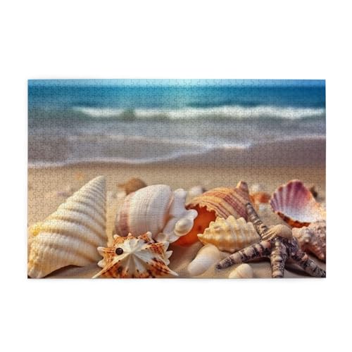 1000-teiliges Puzzle für Erwachsene, herausfordernde Puzzles für Spielabende, Muscheln am Sandstrand, Holzpuzzle, personalisierte Holzpuzzles für Familie, Bildpuzzle, fertige Größe 74,9 x 50 cm 1000-teiliges Puzzle für Erwachsene, herausfordernde Puzzles für Spielabende, Muscheln am Sandstrand, Holzpuzzle, personalisierte Holzpuzzles für Familie, Bildpuzzle, fertige Größe 74,9 x 50 cm von RTSTNMBD