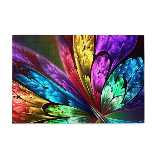 1000-teiliges Puzzle für Erwachsene, herausfordernde Puzzles für Spielabende, Regenbogen-Schmetterling, Holzpuzzle, personalisierbar, individuelle Holzpuzzles für Familie, Bildpuzzle, fertige Größe von RTSTNMBD